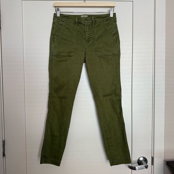 J Crew Pants Womens Sz 27 Military Green Skinny Utility Cotton Lyocell Blend - Picture 1 of 13